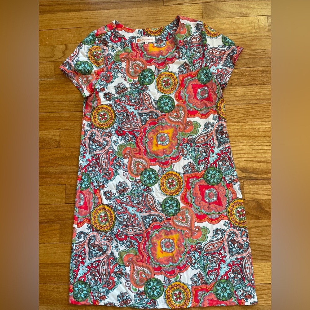 Jude‎ Connally Nina Dress Women's S Captiva Paisley Coral Short Sleeve B6